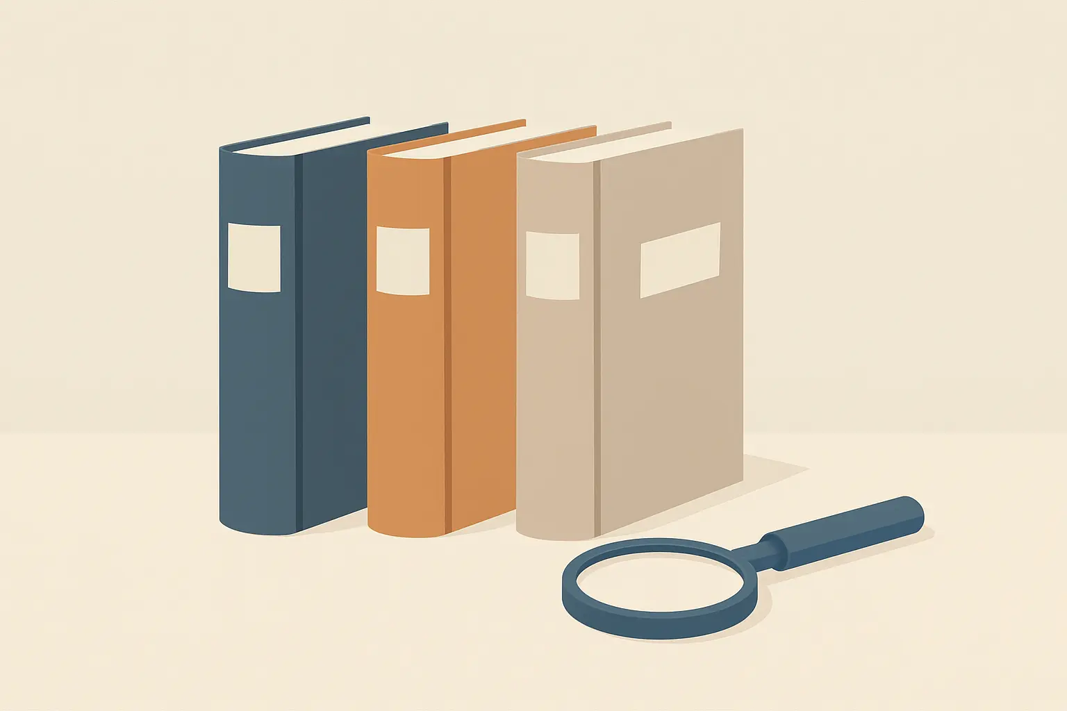 Quatre livres debout côte à côte et une loupe, symbolisant le choix entre plusieurs cadres théoriques en sociologie
