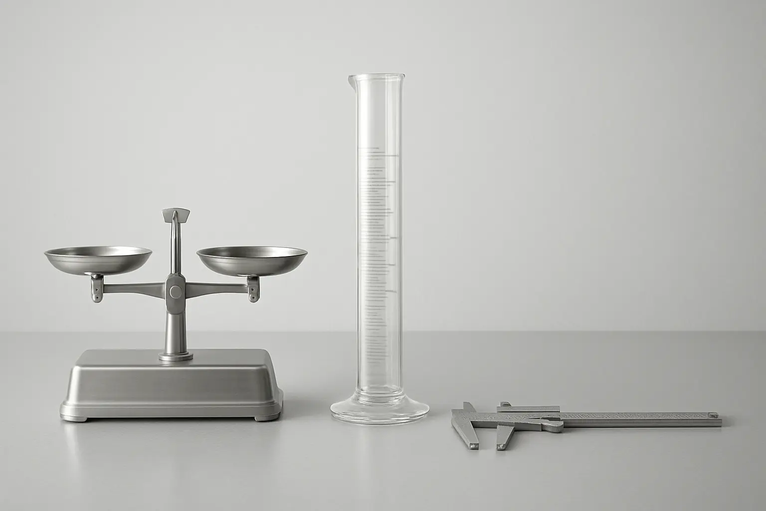 Trois instruments de mesure différents alignés sur une table de laboratoire