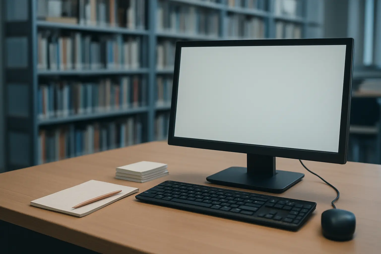 Poste de consultation d'un catalogue documentaire en bibliothèque