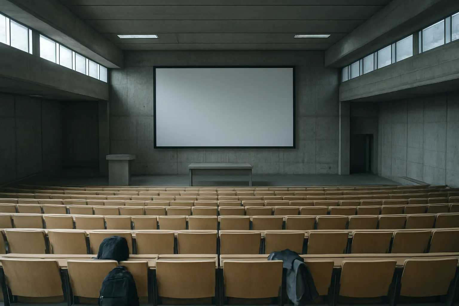 Amphithéâtre d'école d'architecture partiellement vide