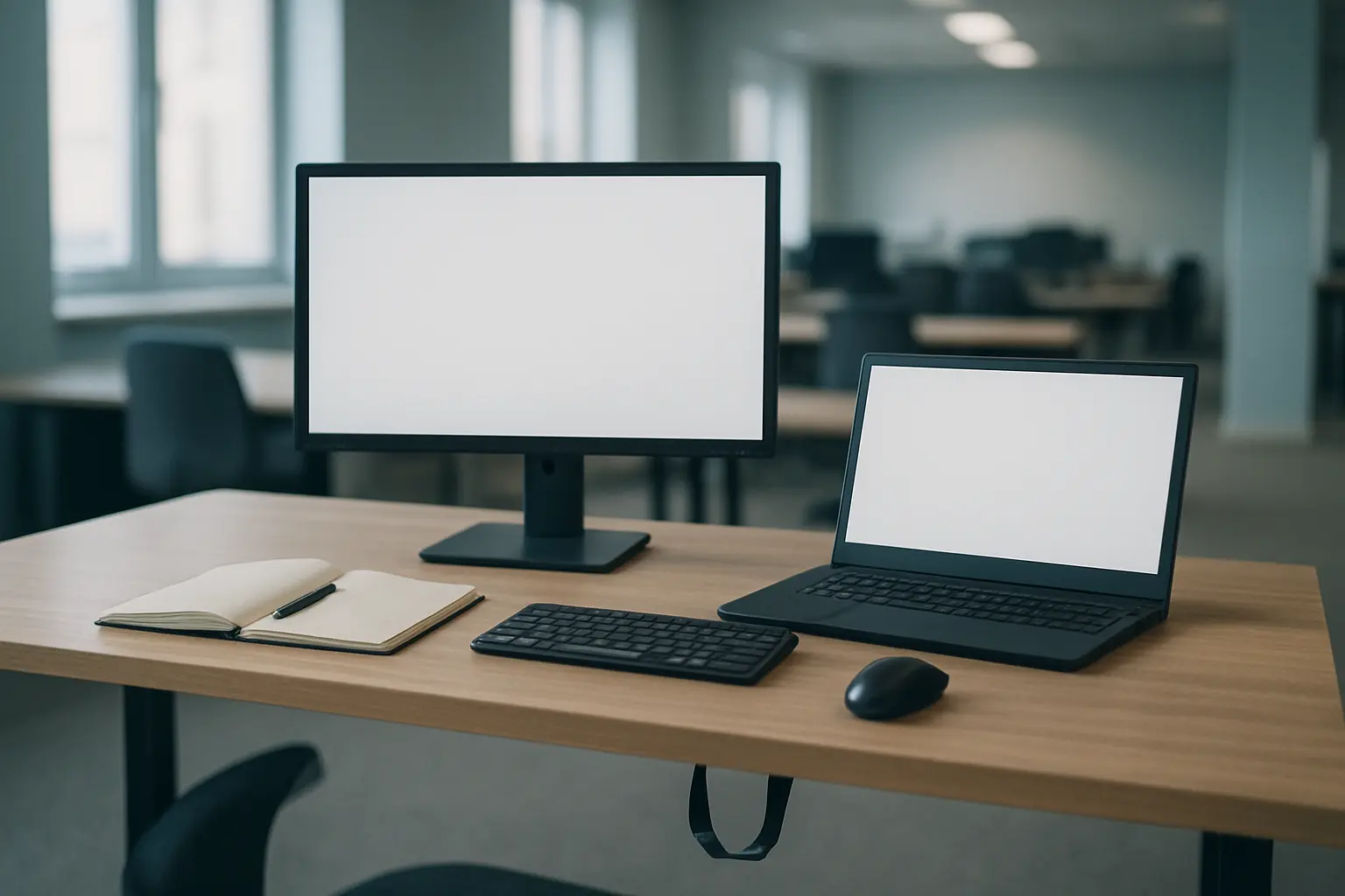 Poste de travail en entreprise occupé par un étudiant en stage de dernière année
