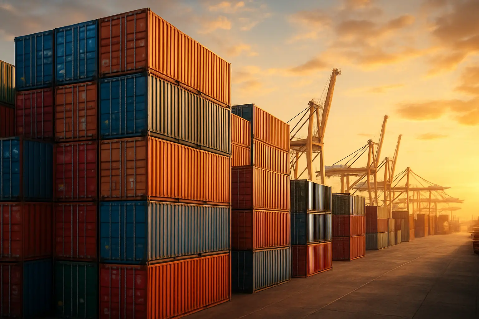 Port de conteneurs illustrant la logistique internationale pour un mémoire de commerce international