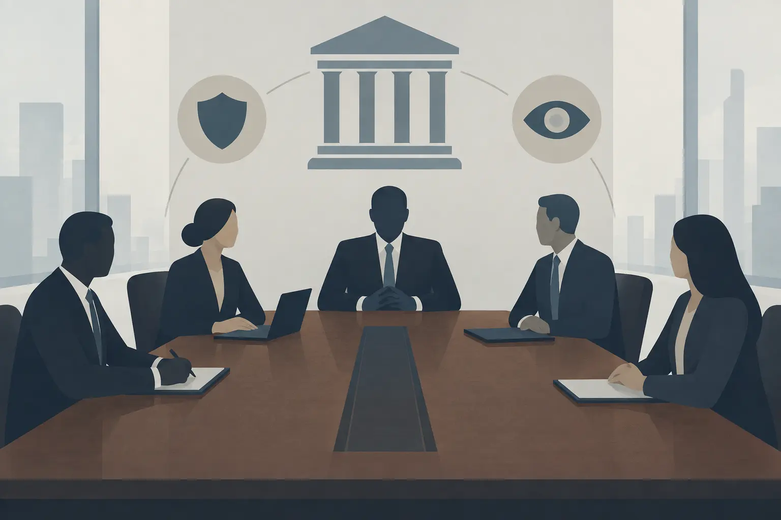 Illustration éditoriale de la relation principal-agent en gouvernance d'entreprise
