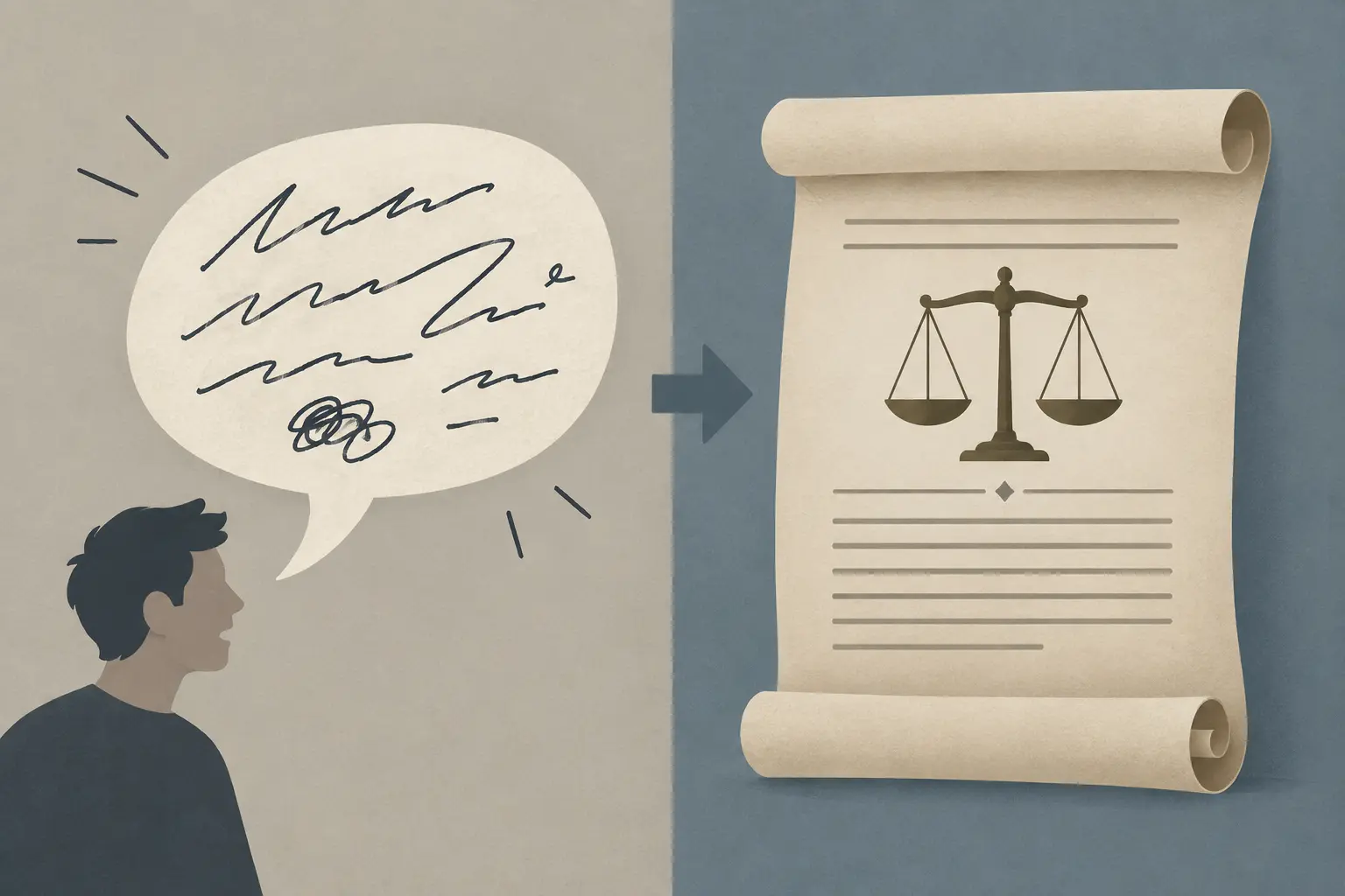 Illustration éditoriale du registre et du vocabulaire attendus dans la rédaction d'un mémoire de droit