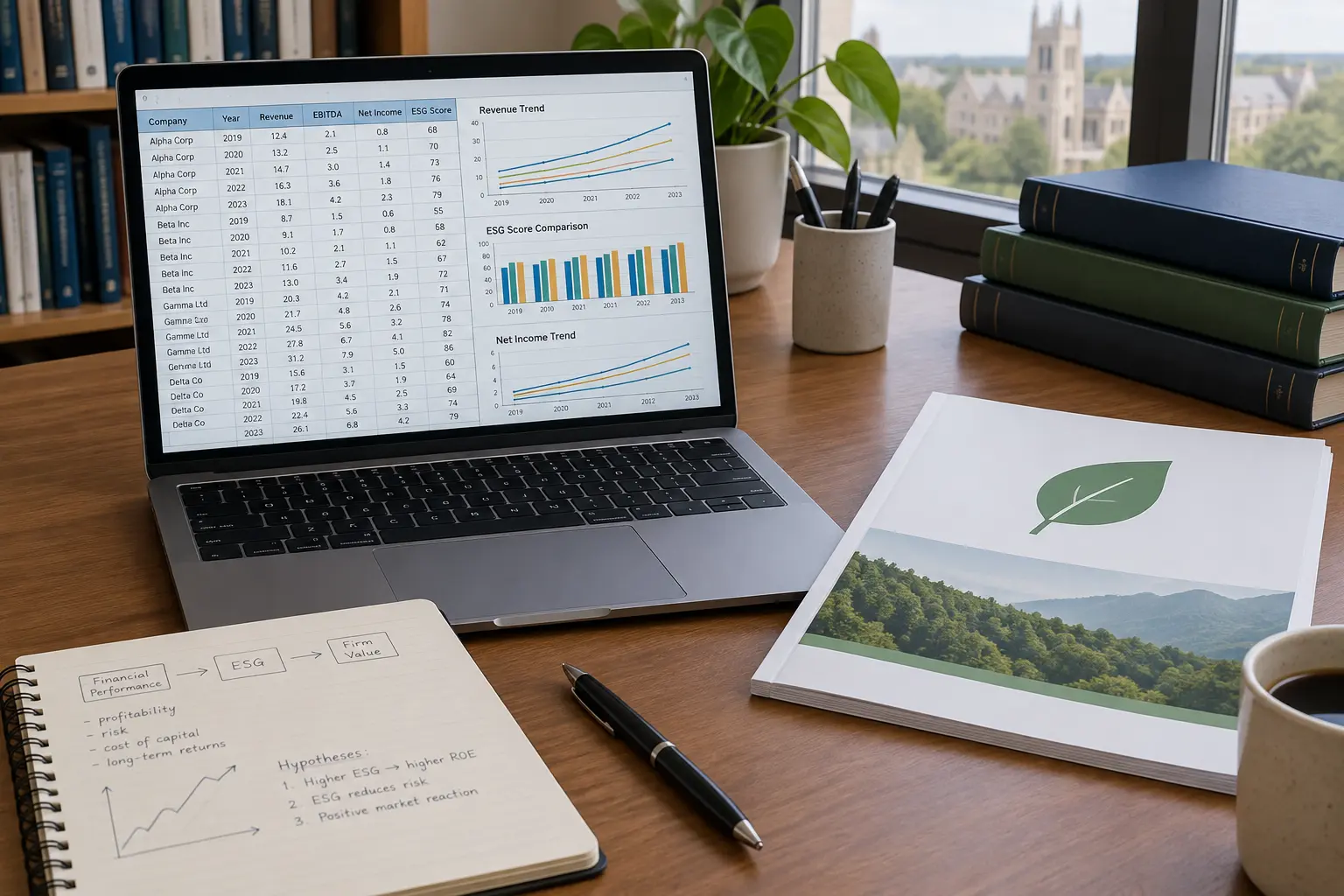 Feuille de calcul de données de panel et rapport de durabilité pour une étude sur la RSE et la finance d'entreprise