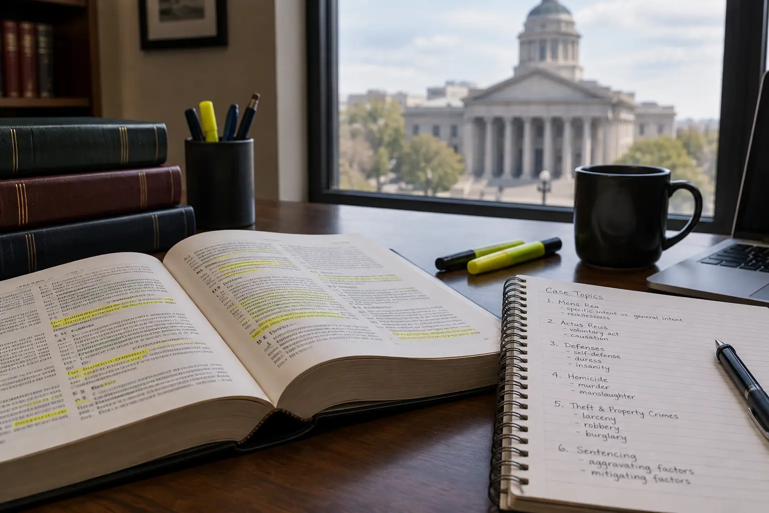 Étudiant en droit consultant le code pénal pour choisir un sujet de mémoire