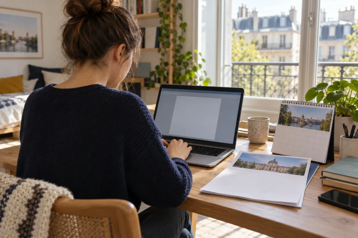 Étudiante rédigeant sa lettre de demande de césure après son admission sur Mon Master