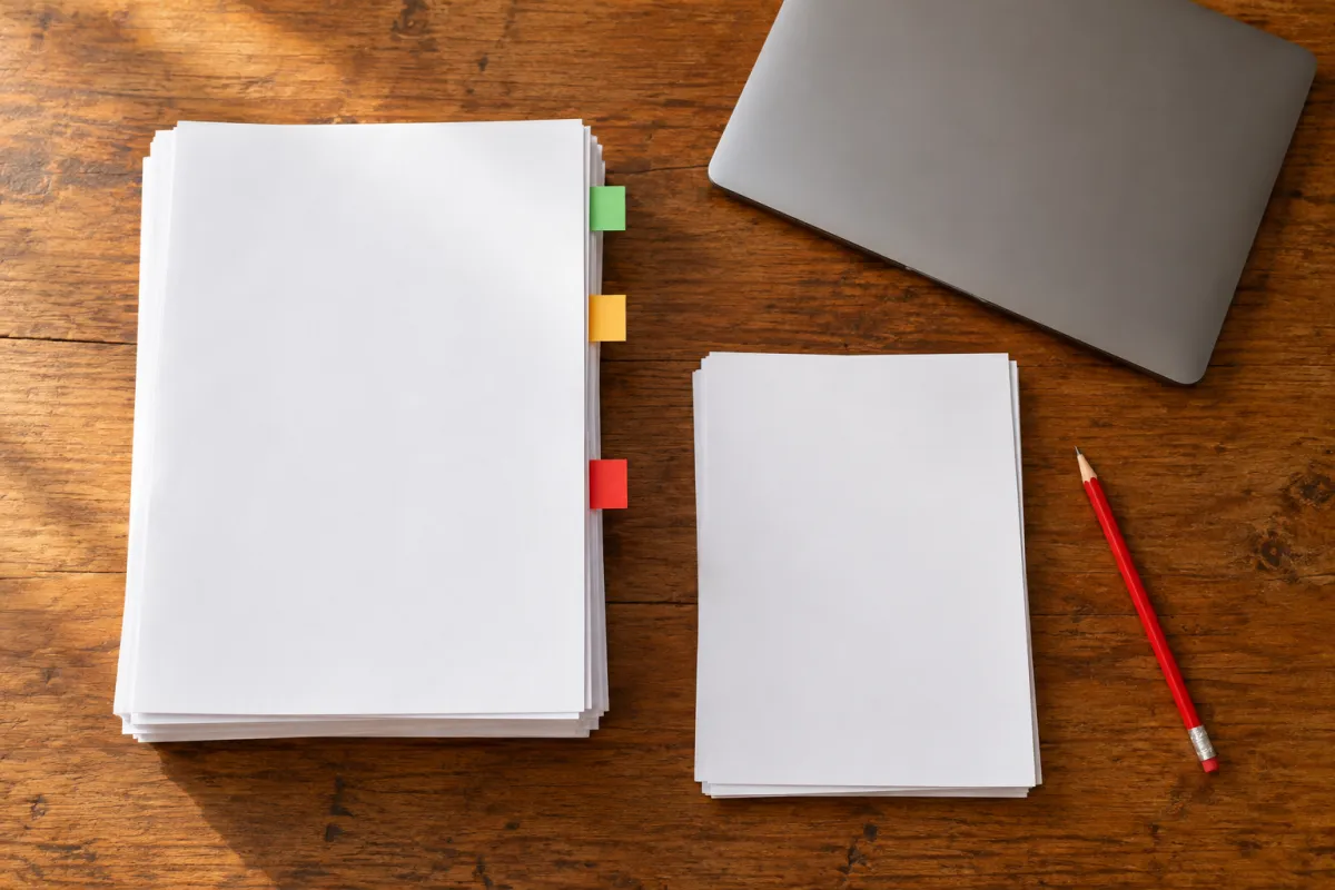 Directeur de mémoire relisant un brouillon annoté avec une étudiante de master