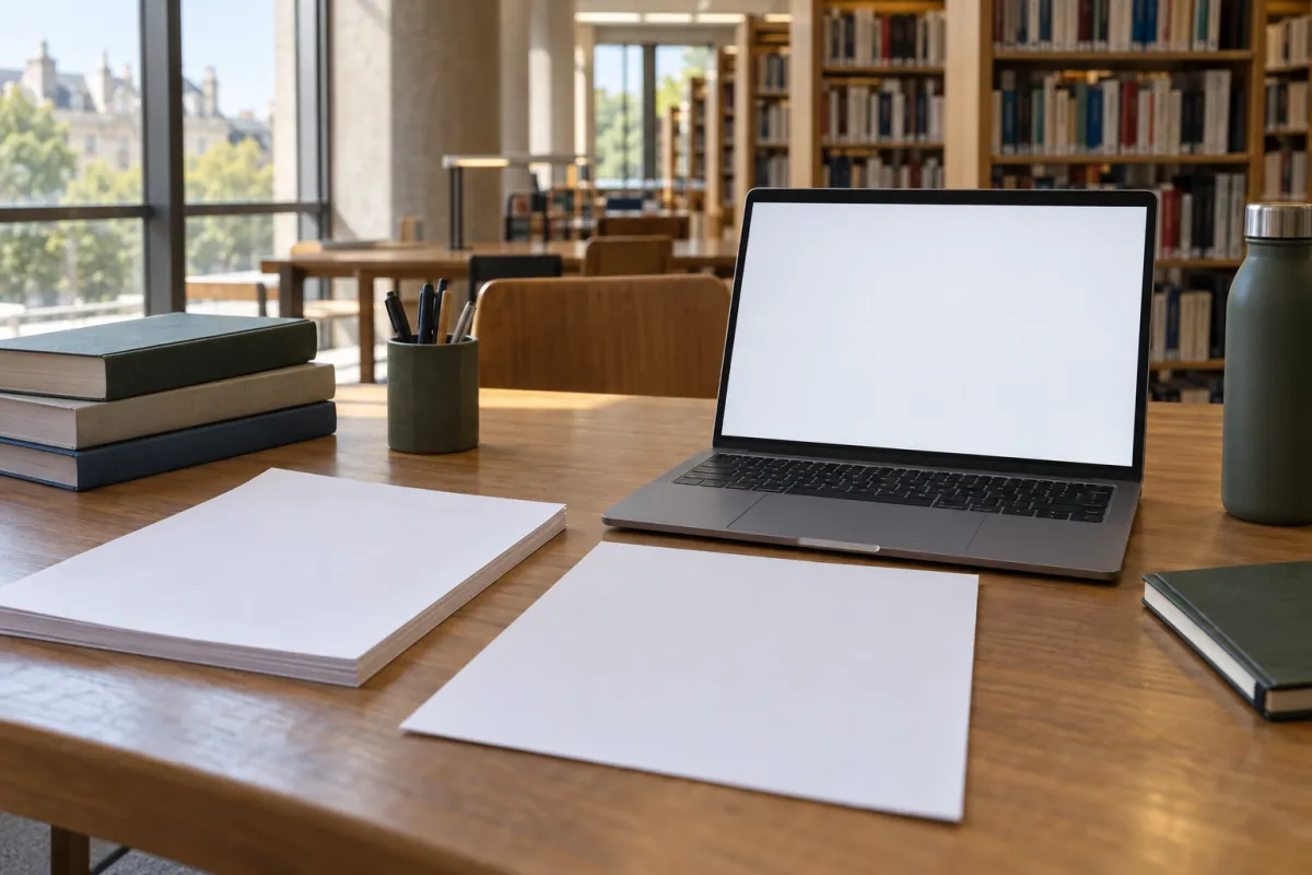 Étudiant en master comparant son relevé de notes des UE et le règlement des examens