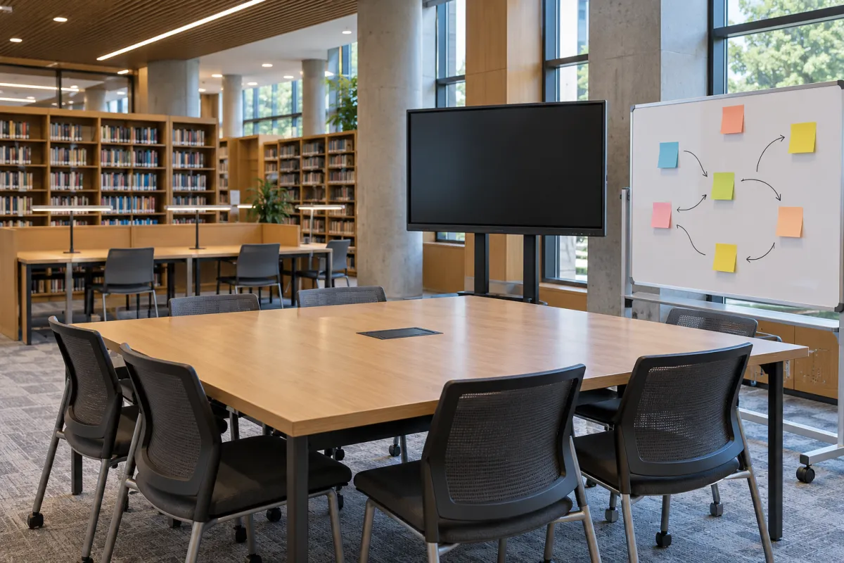 Deux étudiants travaillant ensemble sur un tableau blanc collaboratif en ligne