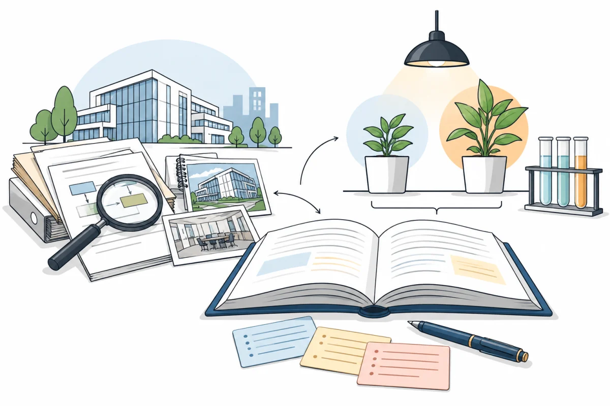 Livres et notes de recherche dans une illustration conceptuelle consacrée à 3. Les designs de recherche